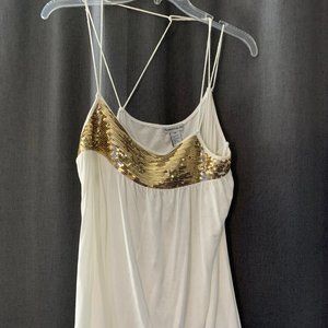 Gold and White Cotton STrappy SHirt